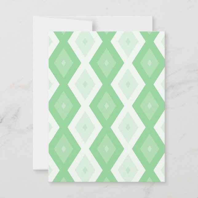 Apple green diamond pattern RSVP card (Front)