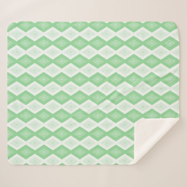 Apple green diamond pattern sherpa blanket (Front (Horizontal))