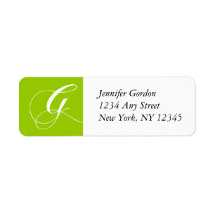 Apple Green Elegant Monogram G Return Adress Label