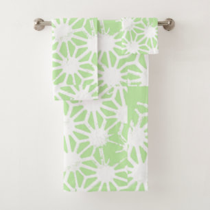 Apple green geometric pattern bath towel set