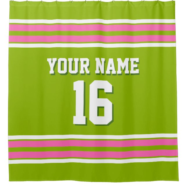Apple Green Hot Pink White Stripes Sports Jersey (Front)