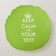 Apple green keep calm carry on round throw pillow