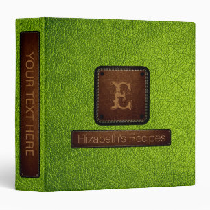 Apple green Leather Elegant Monogram Binder