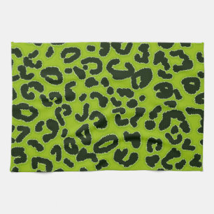 Apple Green Leopard Animal Print Kitchen Towel