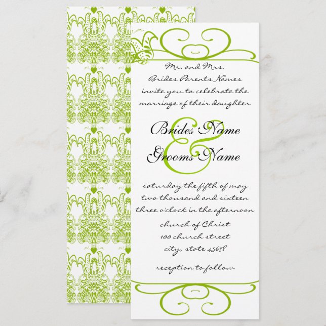 Apple Green Love Birds Wedding Invitation (Front/Back)