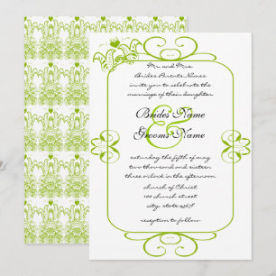 Apple Green Love Birds Wedding Invitation