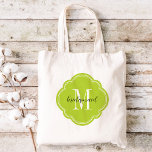 Apple Green Monogram Bridesmaid Tote Bag<br><div class="desc">Cute trendy monogrammed wedding party tote bags personalized with a custom monogram initial,  bridesmaid text or add a name or other message. Click Customize It to change text fonts and colours to create a unique one of a kind gift for your bridesmaids and wedding party!</div>