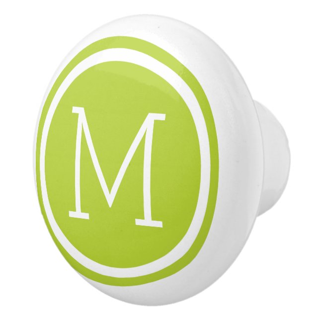 Apple Green Monogram Personalized Drawer Knob (Right)