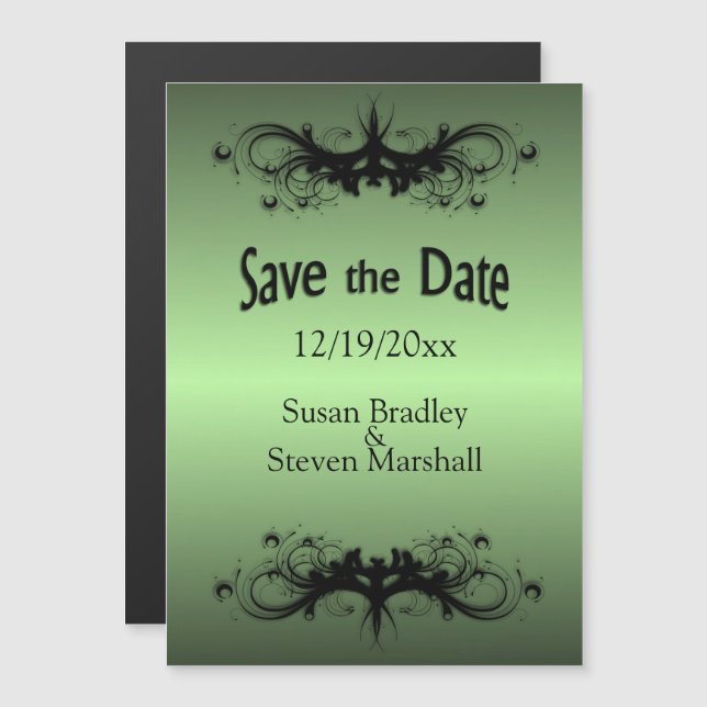 Apple Green Save the Date Magnetic Invitation (Front/Back)