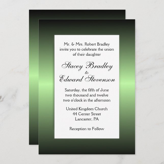 Apple Green Shine Wedding Invitation (Front/Back)
