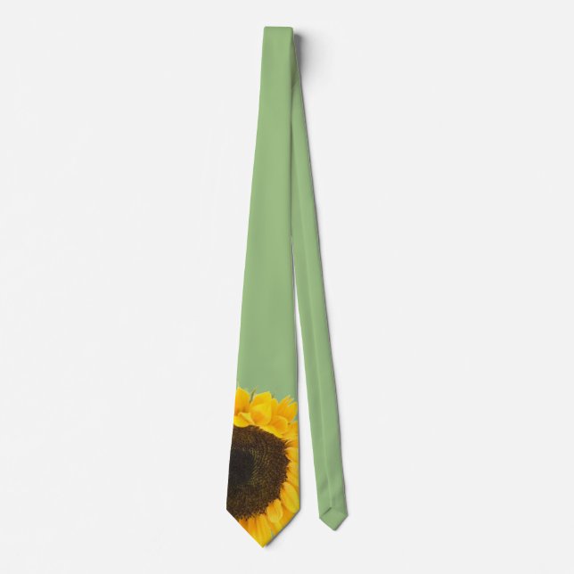 Apple Green Sunflower Wedding Tie Bigger Flower (Front)