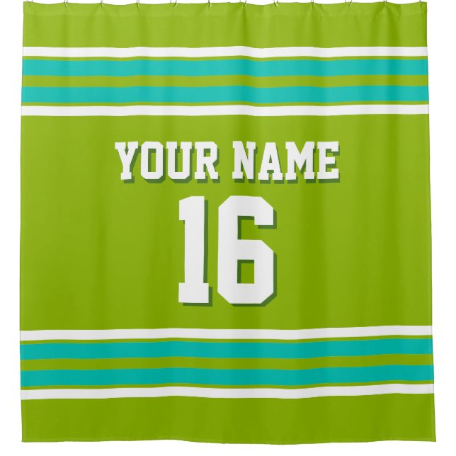 Apple Green Teal White Stripes Sports Jersey (Front)