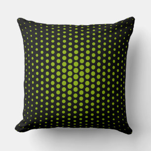 Apple green Techno Dots Modern Black Throw Pillow