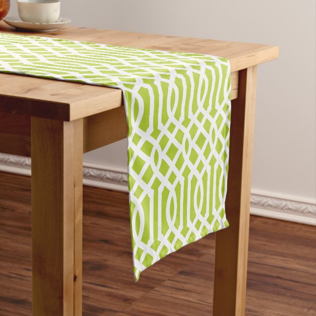 Apple Green Trellis Short Table Runner (In Situ)