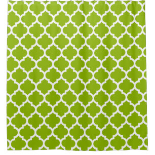 Apple Green White Moroccan Quatrefoil Pattern #5
