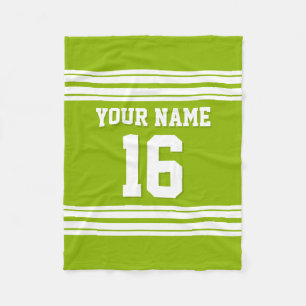 Apple Green White Sports Jersey Fleece Blanket