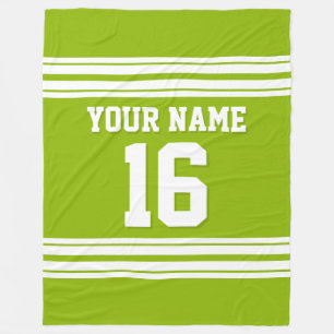 Apple Green White Sports Jersey Fleece Blanket