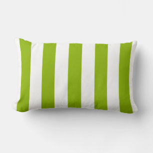 Apple Green White XL Stripes Pattern Lumbar Pillow
