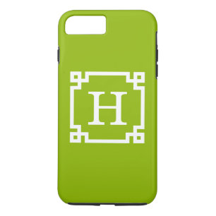 Apple Green Wt Greek Key Frame #2 Initial Monogram iPhone 8 Plus/7 Plus Case