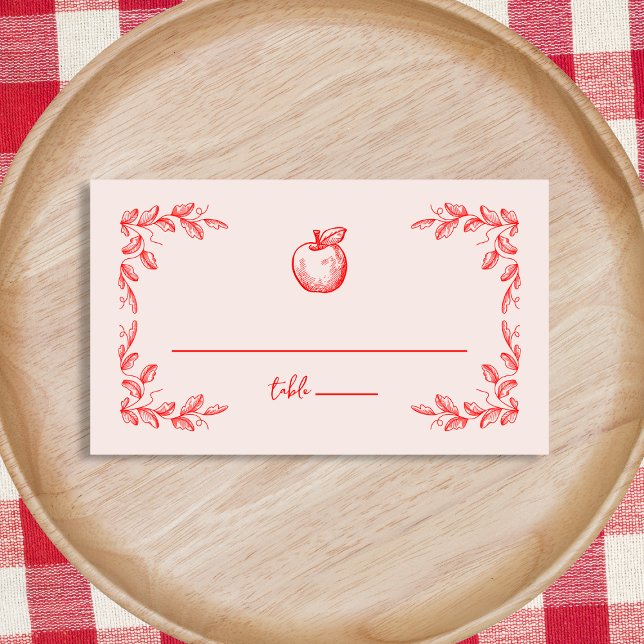 Apple Hand Drawn Fall Autumn Baby Shower Place Card (Apple Hand Drawn Fall Autumn Baby Shower Place Card)