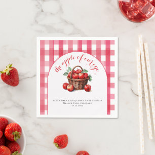 Apple Harvest Gingham Rustic Couple Baby Shower Napkin