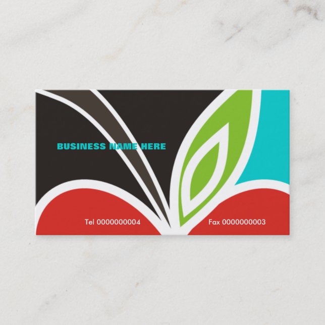 Apple Heart Teacher's Business Card-Turquoise Business Card (Front)