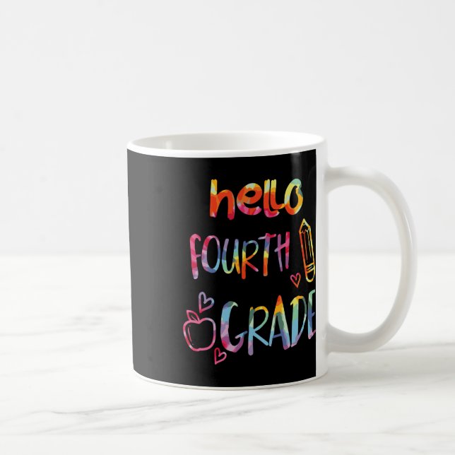 Apple Hello Fourth Grade 4th First Day Of School T Coffee Mug (Right)