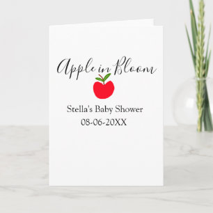 Apple in bloom baby shower red apple name date  card