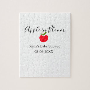 Apple in bloom baby shower red apple name date jigsaw puzzle