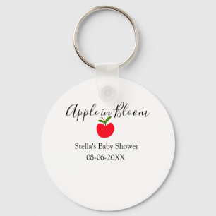 Apple in bloom baby shower red apple name date keychain