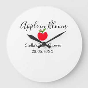 Apple in bloom baby shower red apple name date  large clock