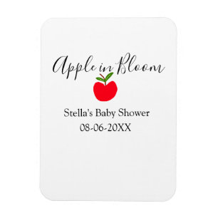 Apple in bloom baby shower red apple name date magnet
