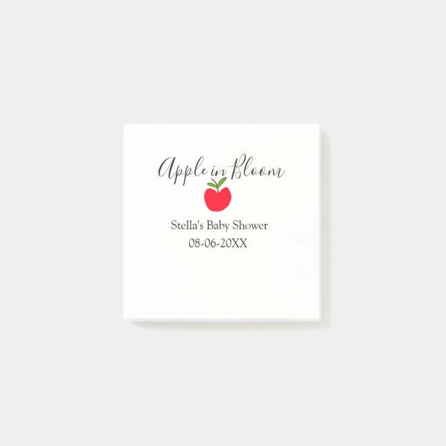 Apple in bloom baby shower red apple name date  post-it notes (Front)