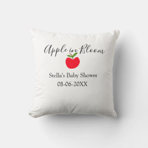 Apple in bloom baby shower red apple name date throw pillow