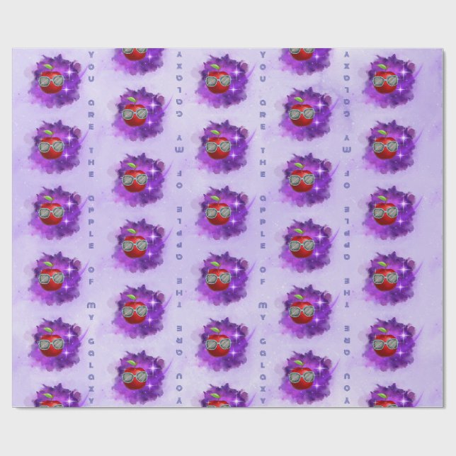 Apple in Thankful Galaxy Wrapping Paper (Flat)