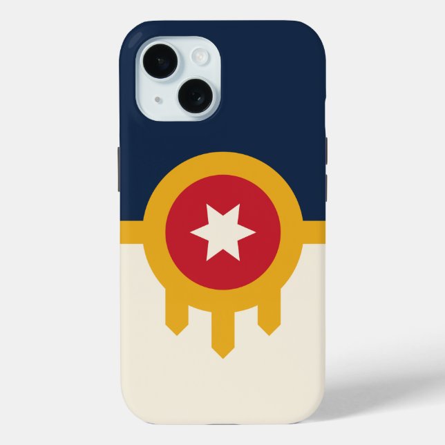 Apple iPhone 15 Case-Mate with Tulsa flag Case-Mate iPhone Case (Back)