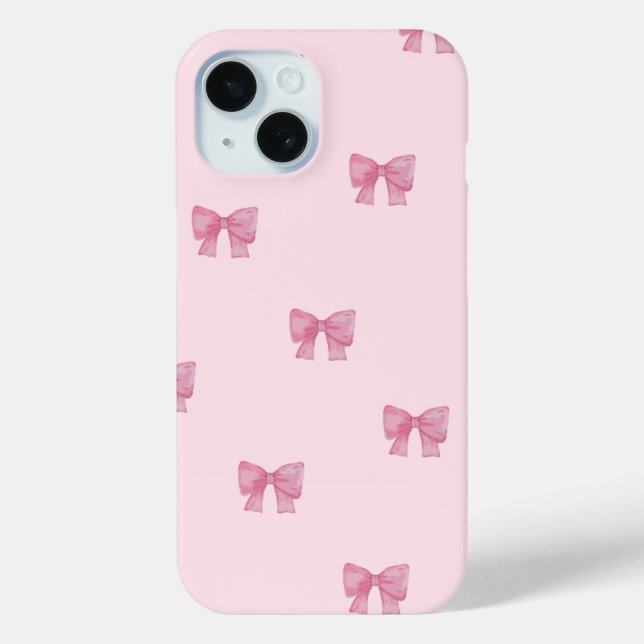 Apple Iphone 15 Phone Case Pink Ribbon Design. (Back)