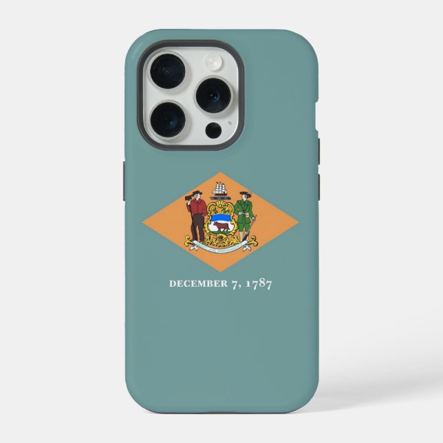 Apple iPhone 15 Pro Case-Mate, Delaware flag Case (Back)