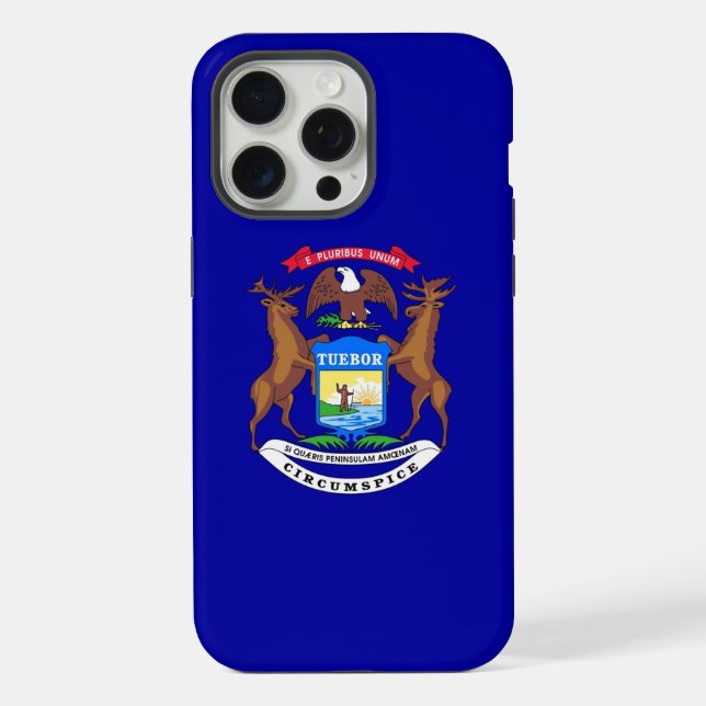 Apple iPhone 15 Pro Max Case, Michigan flag Case (Back)