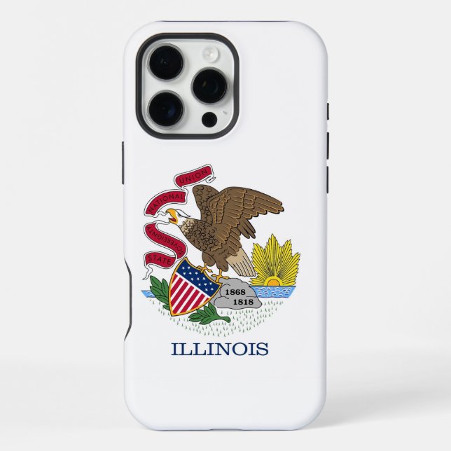 Apple iPhone 16 Pro Max Case, Illinois flag Case (Back)
