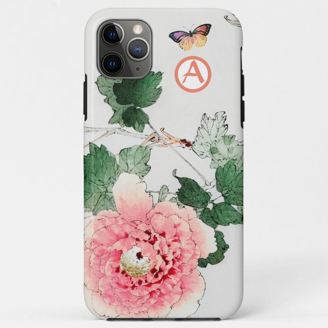 APPLE iPhone / coque ipad JAPONAIS PEONY INITIAL (Dos)