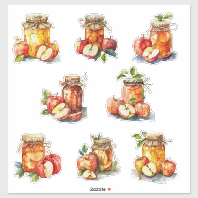 Apple Jam Jar and Apples Watercolor (Sheet)