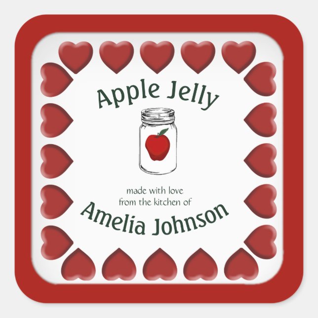 Apple Jam Made with Love Custom Square Sticker (Front)