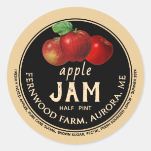Apple Jam Sauce Jelly Label Kraft Homemade 