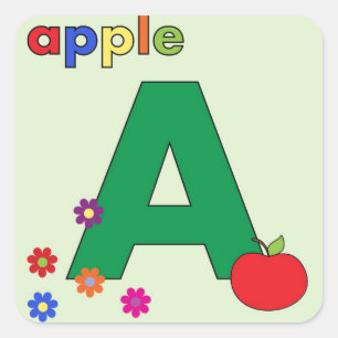 Apple Letter A Square Sticker