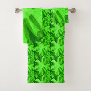 Apple lettuce green design with other tones bath towel set