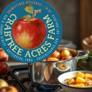 APPLE LOGO Farm Orchard Business Applesauce   Classic Round Sticker