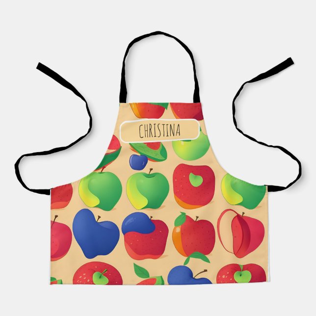 Apple Modern Colourful Personalized Pattern Apron (Front)