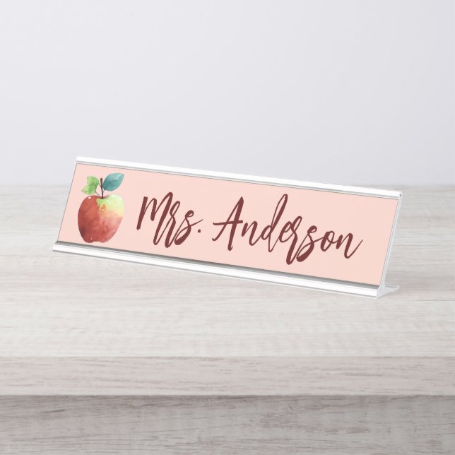 Apple Modern Personalized Teacher Desk Name Plate (Front)