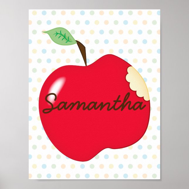 Apple nursery poster with name (Front)